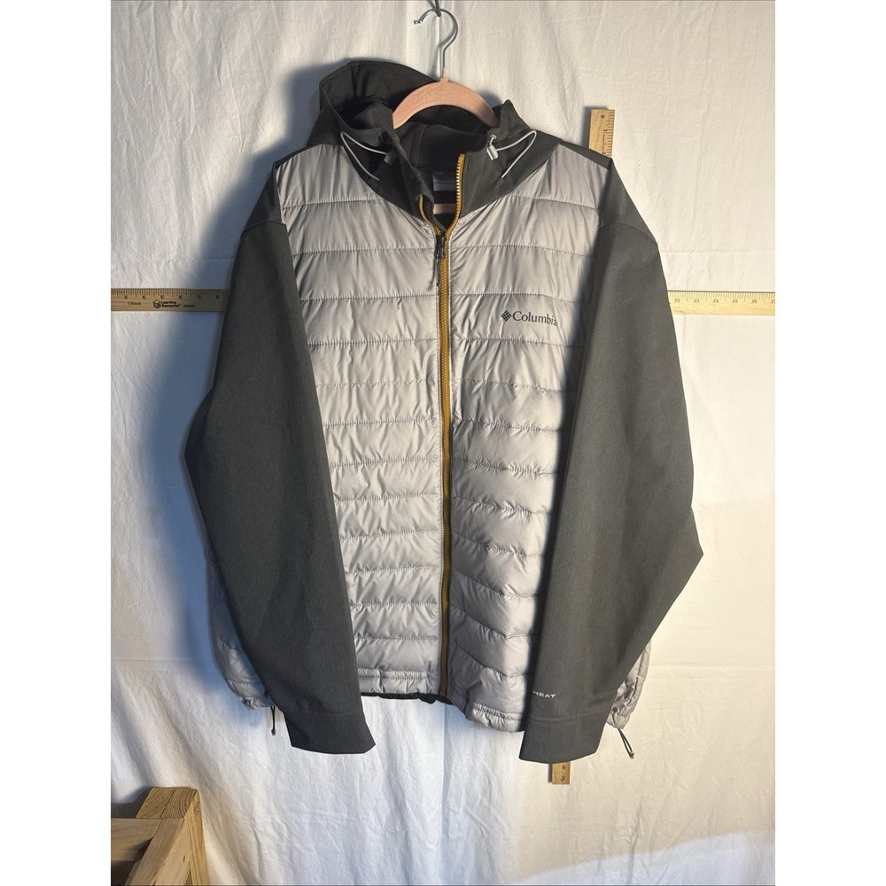 Columbia Omni-Heat Hooded Puffer Jacket XXL Gray Full Zip Winter